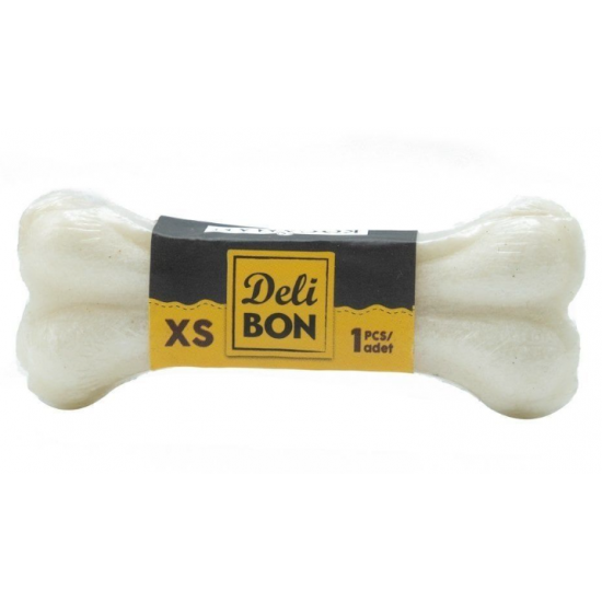 Delibon Vakumlu Dana Derisi Preslenmiş Kemik (XS) 7cm-Beyaz Delibon Vakumlu Dana Derisi Preslenmiş Kemik (XS) 7cm-Beyaz