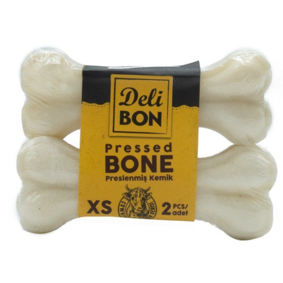 Delibon Vakumlu Dana Derisi Preslenmiş Kemik 2'li (XS) 7cm-Beyaz Delibon Vakumlu Dana Derisi Preslenmiş Kemik 2'li (XS) 7cm-Beyaz