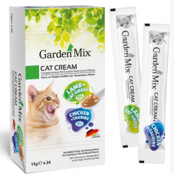 Garden Mix Cat Cream Tavuklu - Taurin ve Kuzulu - Kedi Çimi Kedi Sıvı Ödül Maması 15gr x 24