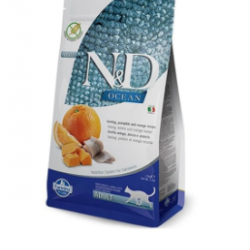 N&D Ocean Tahılsız Balkabaklı Ringa Balıklı ve Portakallı Yetişkin Kedi Maması 1,5 Kg