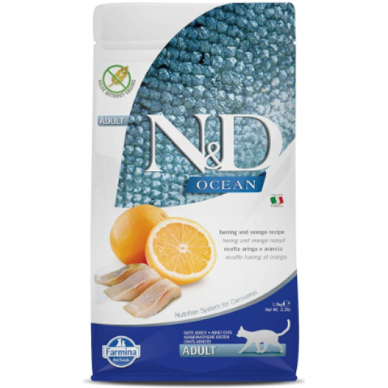 N&D Ocean Tahılsız Ringa Balığı ve Portakallı Yetişkin Kedi Maması 1.5kg N&D Ocean Tahılsız Ringa Balığı ve Portakallı Yetişkin Kedi Maması 1.5kg