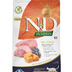 N&D Pumpkin Kuzu Etli, BalKabaklı ve Yaban Mersinli Tahılsız Kısırlaştırılmış Yetişkin Kedi Maması 1.5kg