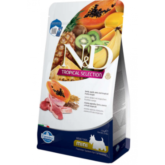 N&D Tropical Selection Kuzu ve Meyveli Mini Irk Yetişkin Köpek Maması 1.5kg N&D Tropical Selection Kuzu ve Meyveli Mini Irk Yetişkin Köpek Maması 1.5kg