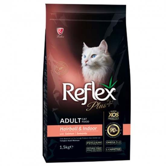 Reflex Plus Haırball&Indoor Somonlu Yetişkin Kedi Maması 1.5kg Reflex Plus Haırball&Indoor Somonlu Yetişkin Kedi Maması 1.5kg