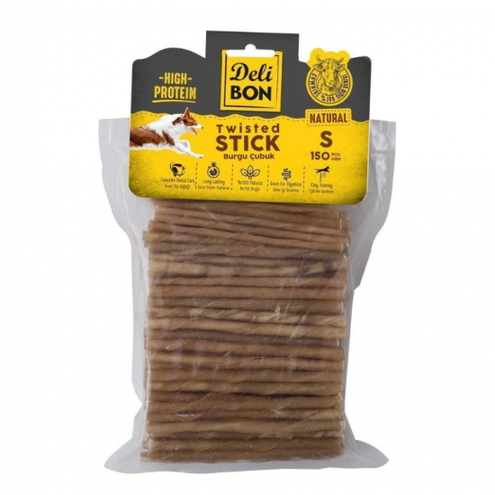Delibon Dana Derisi Burgu Çubuk Kemik (S) 150'li-Natural Delibon Dana Derisi Burgu Çubuk Kemik (S) 150'li-Natural