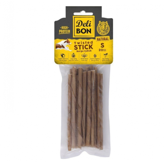 Delibon Dana Derisi Burgu Çubuk Kemik (S) 20'li-Natural Delibon Dana Derisi Burgu Çubuk Kemik (S) 20'li-Natural