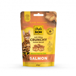 Delibon Crunchy İçi Dolgulu Kedi Ödül Bisküvisi Somonlu 60gr