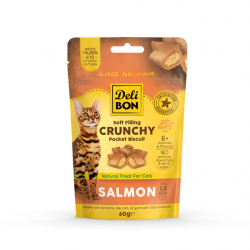Delibon Crunchy İçi Dolgulu Kedi Ödül Bisküvisi Somonlu 60gr