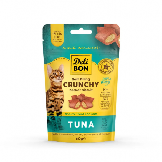 Delibon Crunchy İçi Dolgulu Kedi Ödül Bisküvisi Ton Balıklı 60gr Delibon Crunchy İçi Dolgulu Kedi Ödül Bisküvisi Ton Balıklı 60gr