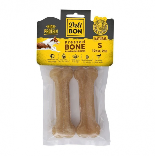 Delibon Dana Derisi Preslenmiş Kemik (S) 2'li 12cm-Natural Delibon Dana Derisi Preslenmiş Kemik (S) 2'li 12cm-Natural