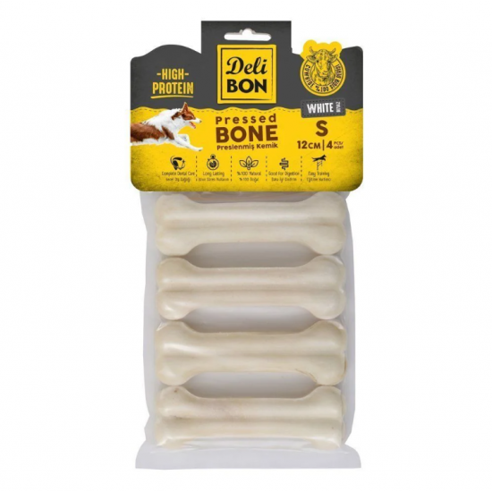 Delibon Dana Derisi Preslenmiş Kemik (S) 4'lü 12cm-Beyaz Delibon Dana Derisi Preslenmiş Kemik (S) 4'lü 12cm-Beyaz
