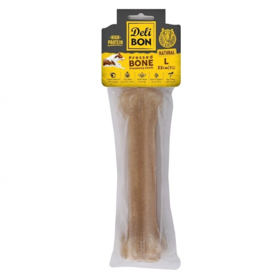 Delibon Dana Derisi Preslenmiş Kemik (L) 22cm-Natural Delibon Dana Derisi Preslenmiş Kemik (L) 22cm-Natural