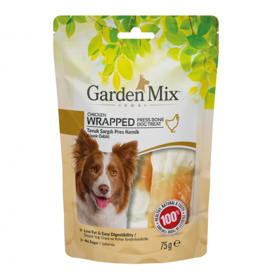 Garden Mix Tavuk Sargılı Pres Kemik Köpek Ödülü 75gr Garden Mix Tavuk Sargılı Pres Kemik Köpek Ödülü 75gr